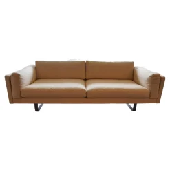 2 Sitzer Sofa EJ280 Wollstoff Hellgelb Beine Metall