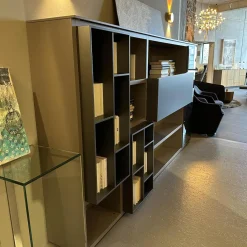 Anbaukombination Wall System Lack Matt Tortora Piombo Grau Vitrine Rauchglas