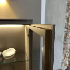 Anbaukombination Wall System Lack Matt Tortora Piombo Grau Vitrine Rauchglas