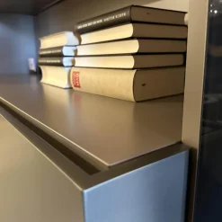 Anbaukombination Wall System Lack Matt Tortora Piombo Grau Vitrine Rauchglas