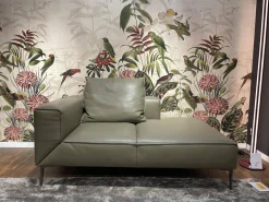 Anbausofa Leder Lipano Oliva Grün Fuß Lackiert Matt Bronze Mit Hocker Lounge Ville Und Rückenkissen