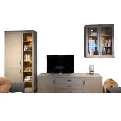 Anbauwand Caseda Lack Platingrau Mit Beleuchtung Und Trafo