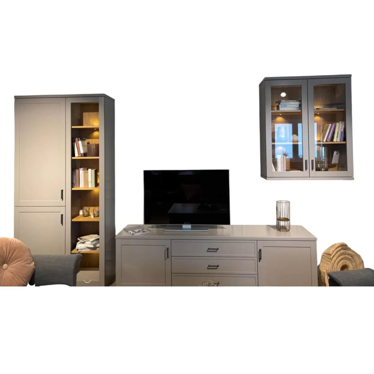 Anbauwand Caseda Lack Platingrau Mit Beleuchtung Und Trafo