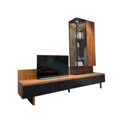 Anbauwand Cubus CWW114B Nussbaum Naturöl 9 Griff Touchbeschlag TB