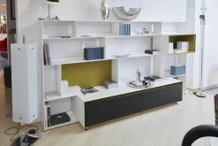 Anbauwand Flat C Glas Schwarz Lackfarbe Gips