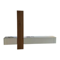 Anbauwand Gentis Lack WeiĂ Akzent Kernnussbaum Naturstamm Mit Beleuchtung