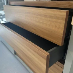 Anbauwand Mega Design Lack Seidengrau Grau Akzent Kernnussbaum