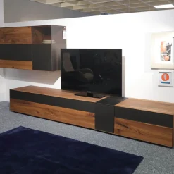 Anbauwand Sipario Nussbaum Hängeelement und Wandpaneel