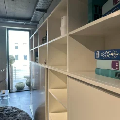 Anbauwand Studimo Lack Matt Kristallweiß Klappgriff Alufarbig Silber Schiebetür Glas Optiwhite Anthrazit