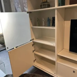 Anbauwand Studimo Lack Matt Kristallweiß Klappgriff Alufarbig Silber Schiebetür Glas Optiwhite Anthrazit