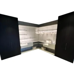 Ankleide Collect Plus Korpus Lack Greige Beige Front Raucheiche Dunkel Schwarz Mit Beleuchtung