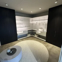 Ankleide Collect Plus Korpus Lack Greige Beige Front Raucheiche Dunkel Schwarz Mit Beleuchtung