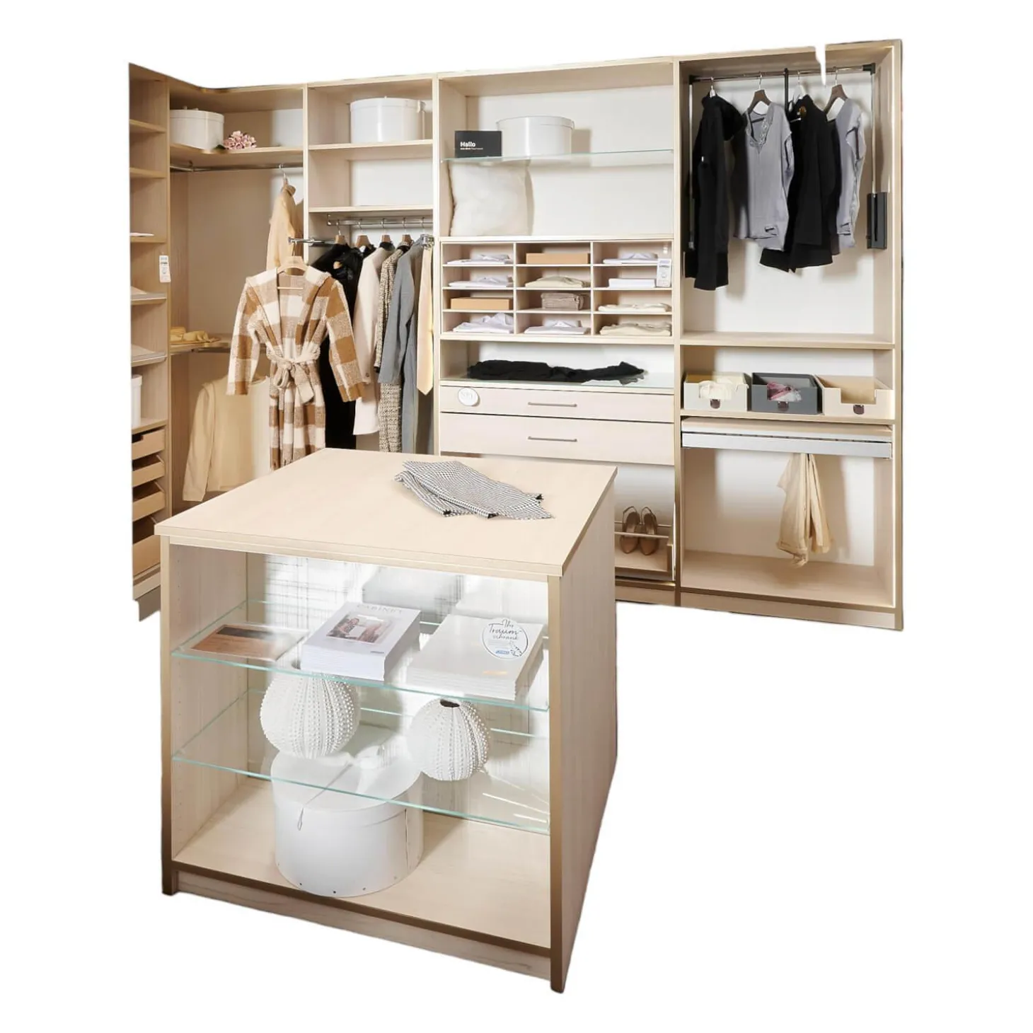 Ankleide Holzdekor Sockelleiste Fjord Decor Glasoptik Bronce Gebürstet Mit Insel Und Beleuchtung