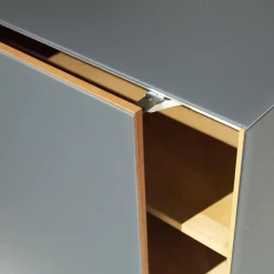 Anrichte Cubus Pure AC 297195 Kirschbaum Geölt Schiebetüre Und Abdeckplatte Glas Matt Anthrazit Füße Metall