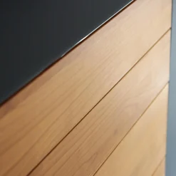 Anrichte Cubus Pure AC 297195 Kirschbaum Geölt Schiebetüre Und Abdeckplatte Glas Matt Anthrazit Füße Metall