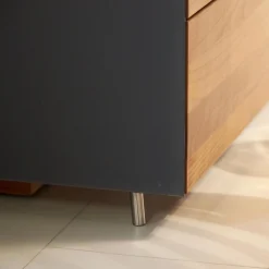 Anrichte Cubus Pure AC 297195 Kirschbaum Geölt Schiebetüre Und Abdeckplatte Glas Matt Anthrazit Füße Metall