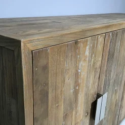 Anrichte Redmond Ulmenholz 4 Türen Sockel Edelstahl