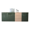 Anrichte Sideboard Farn Korpus Knorrige Eiche Puro Geölt Front Glas 6003 Olivgrün Grün Glänzend