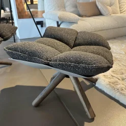 Armlehnsessel Husk H3G Schale Tortora Weiß Sitz Stoff Sambuco Anthrazit Gestell Eiche Grau Mit Hocker