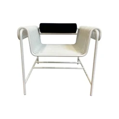 Armlehnstuhl 22 24 Gestell Gebogenes Stahlrohr Verkehrsweiß Weiß Pulverbeschichtet Mit Rückenrolle