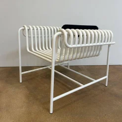 Armlehnstuhl 22 24 Gestell Gebogenes Stahlrohr Verkehrsweiß Weiß Pulverbeschichtet Mit Rückenrolle