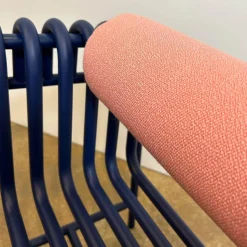 Armlehnstuhl 22 24 Gestell Gebogenes Stahlrohr Kobaltblau Blau Pulverbeschichtet Mit Rückenrolle