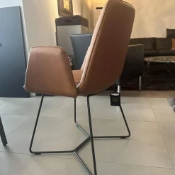 Armlehnstuhl 800 Leder Rancho Cognac Braun Gestell Draht Schwarz