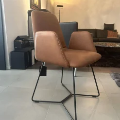 Armlehnstuhl 800 Leder Rancho Cognac Braun Gestell Draht Schwarz