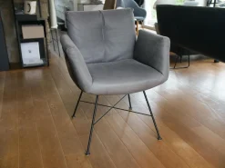 Armlehnstuhl Alvo Leder 493 Anthrazit 4 Fuß Drahtgestell M20 Schwarz LackiertUnd Schale Lack Schwarz