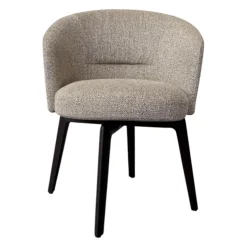 Armlehnstuhl Amelie Dining Stoff Douglas 08 Corda Grau Gestell Kastanie Drehbar