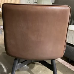 Armlehnstuhl Amelie High Leder Oman Coffee Braun Gestell Eiche Schwarz Geölt