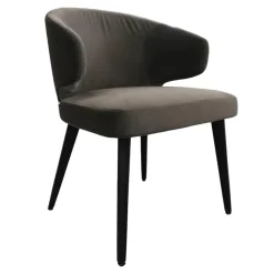 Armlehnstuhl Aston Bezug Hunt Dunkelgrau Gestell Massivholz Esche Lackiert Moka