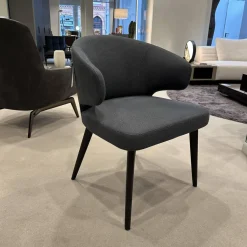 Armlehnstuhl Aston Dining Stoff Nasher 06 Navy Blau Grau Beine Esche Mokkafarbig Schwarz Lackiert