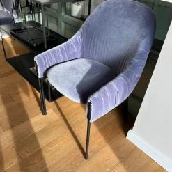 Armlehnstuhl Celine Low Stoff Harald 652 Blau Gestell Metall Schwarz