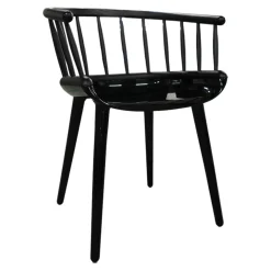 Armlehnstuhl Cyborg Stick Rücken Massivholz Esche Schwarz Gestell Polycarbonat Schwarz