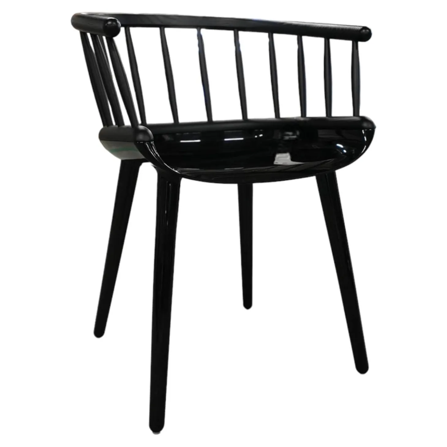 Armlehnstuhl Cyborg Stick Rücken Massivholz Esche Schwarz Gestell Polycarbonat Schwarz