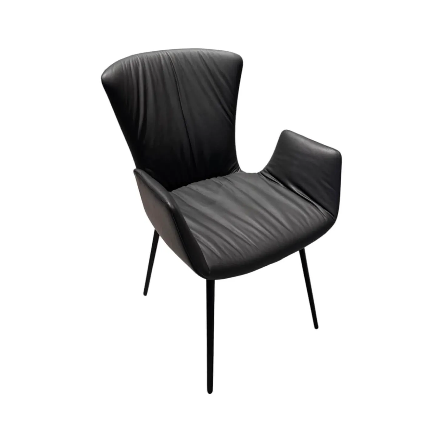 Armlehnstuhl Dexter Leder I 919 Grau Gestell Stahl Schwarz Pulverbeschichtet