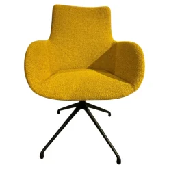 Armlehnstuhl Jona Stoff Brera U 3280 Gelb Gestell Fußkreuz Schwarz Drehbar