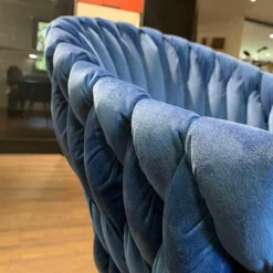 Armlehnstuhl Knot Stoff Blau Gestell Holz Braun