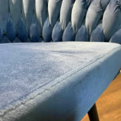 Armlehnstuhl Knot Stoff Blau Gestell Holz Braun