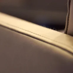 Armlehnstuhl Leder Anilin Steingrau Gestell Schwarz