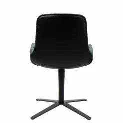 Armlehnstuhl Leya Low Innen Stoff Harald 3 182 Dunkelblau Außen Leder Opium