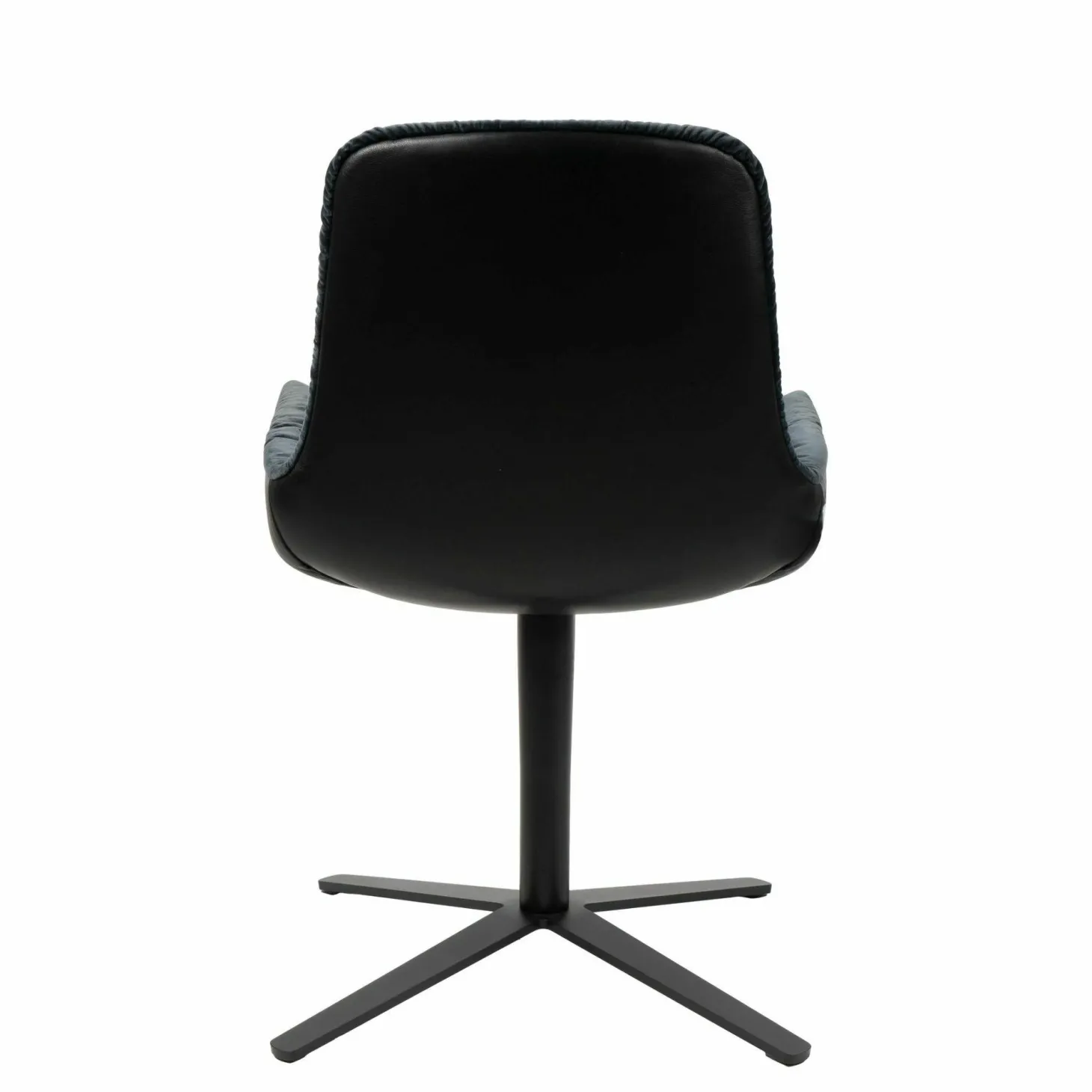 Armlehnstuhl Leya Low Innen Stoff Harald 3 182 Dunkelblau Außen Leder Opium