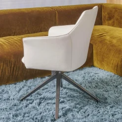 Armlehnstuhl Mara Cruz Bezug Leder Senso 9050 Pampas Weiß Drehgestell Epoxy E.220