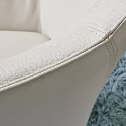 Armlehnstuhl Mara Cruz Bezug Leder Senso 9050 Pampas Weiß Drehgestell Epoxy E.220