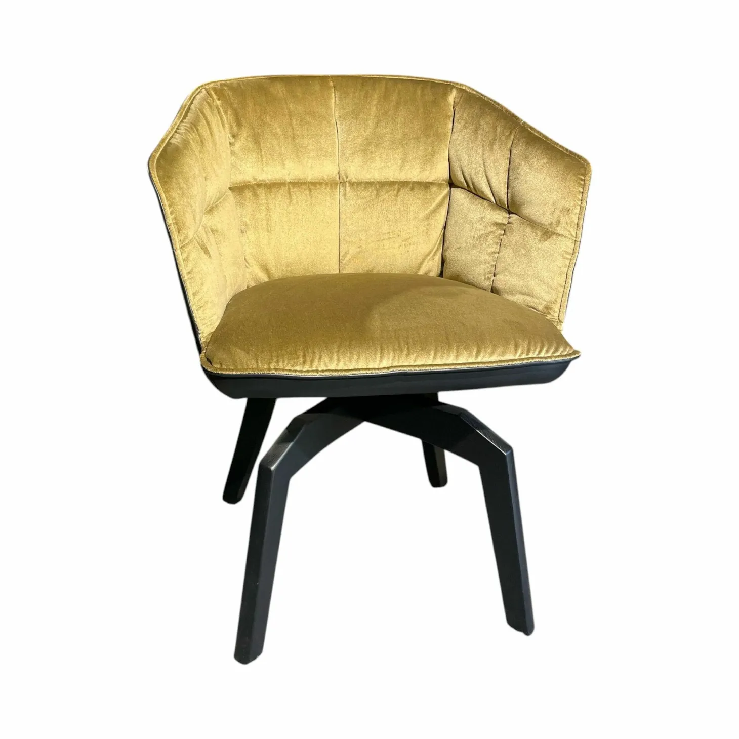 Armlehnstuhl Marla High Innen Stoff Avalon 21 Gold Gelb Leder Opium Carbon Schwarz Gestell Eiche Schwarz
