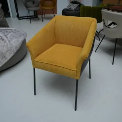 Armlehnstuhl Milo Leder Glove Dolphin Stoff Lisboa Col. 20 Gestell Metall Anthrazit M23