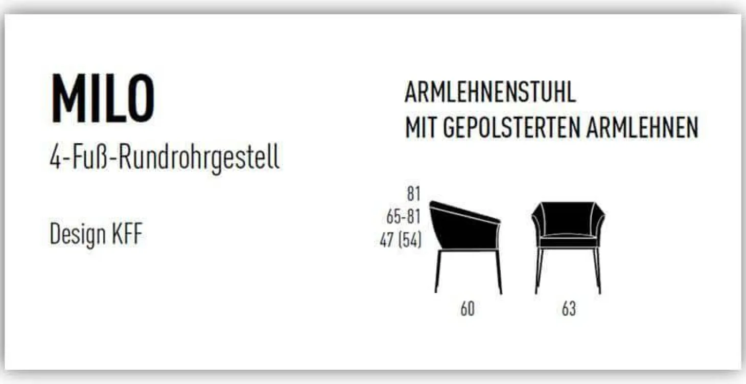 Armlehnstuhl Milo Leder Glove Dolphin 451 Stoff Seven Grey 65 Gestell Metall Anthrazit M23