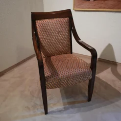 Armlehnstuhl Modell orly 9620mit Sichtholz Stoff Bezug Goldgelb Braun Toul 33 118 Sichtholzgestell Gebeizt und Lackiert