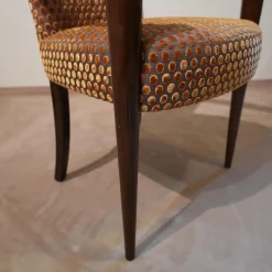 Armlehnstuhl Modell Visconti Orly 9620 Stoff Bezug Toul 33 118 Goldgelb Braun Sichtholzgestell Gebeizt und Lackiert